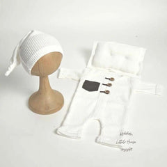 Baby Textured Romper Pillow and Hat Set of 3 Outfit O060 | NB | White