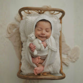 Baby Wool Knitted Wrap and Bonnet SR090 | NB | White