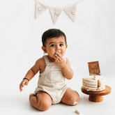 Baby Denim Bubble Romper for Babies O264 | 1Y | Ivory