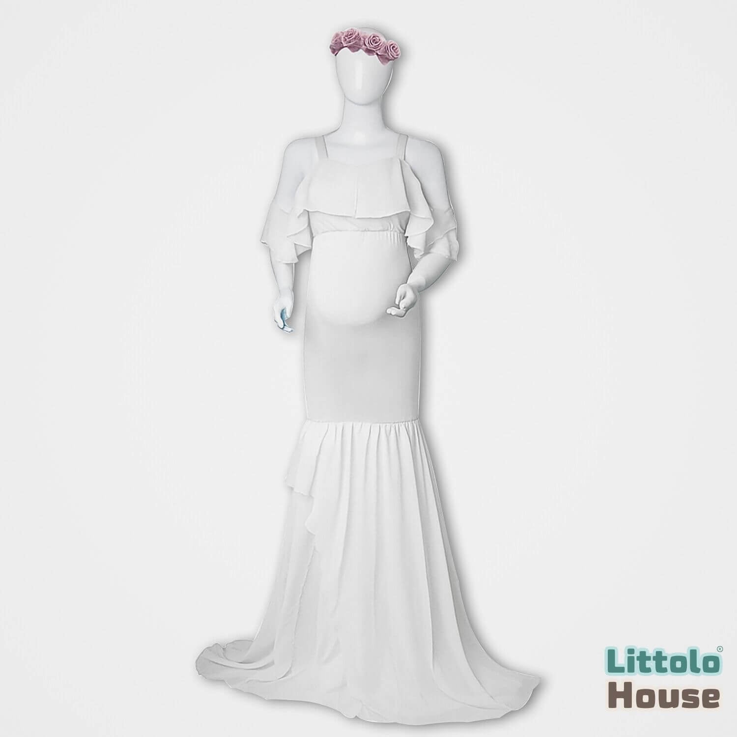 Mermaid Chiffon Maternity Gown M009 | L | White