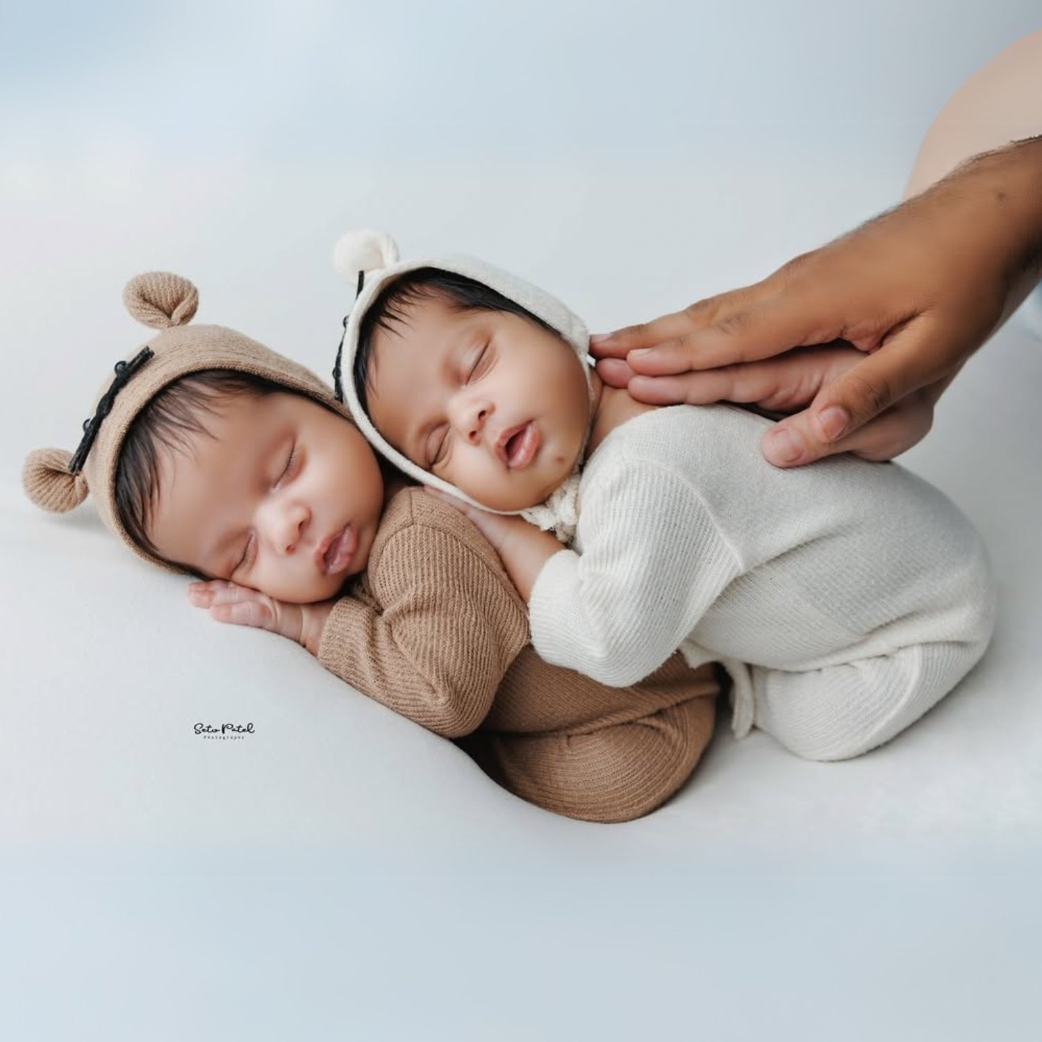 Baby Romper with Bonnet and Teddy SR020 | Set of 3 | 2M | Light Cream