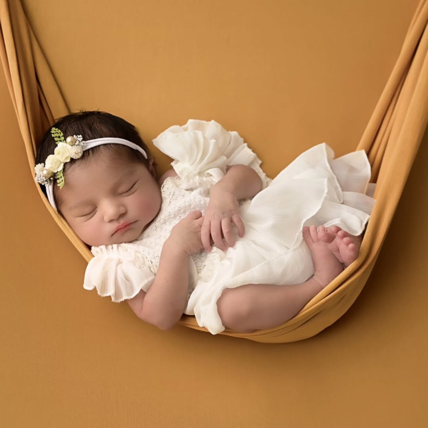 Baby Girl Lace Frill Frock with Bonnet Posing Aid and Botties SR030 | Set of 4 | 2M | White