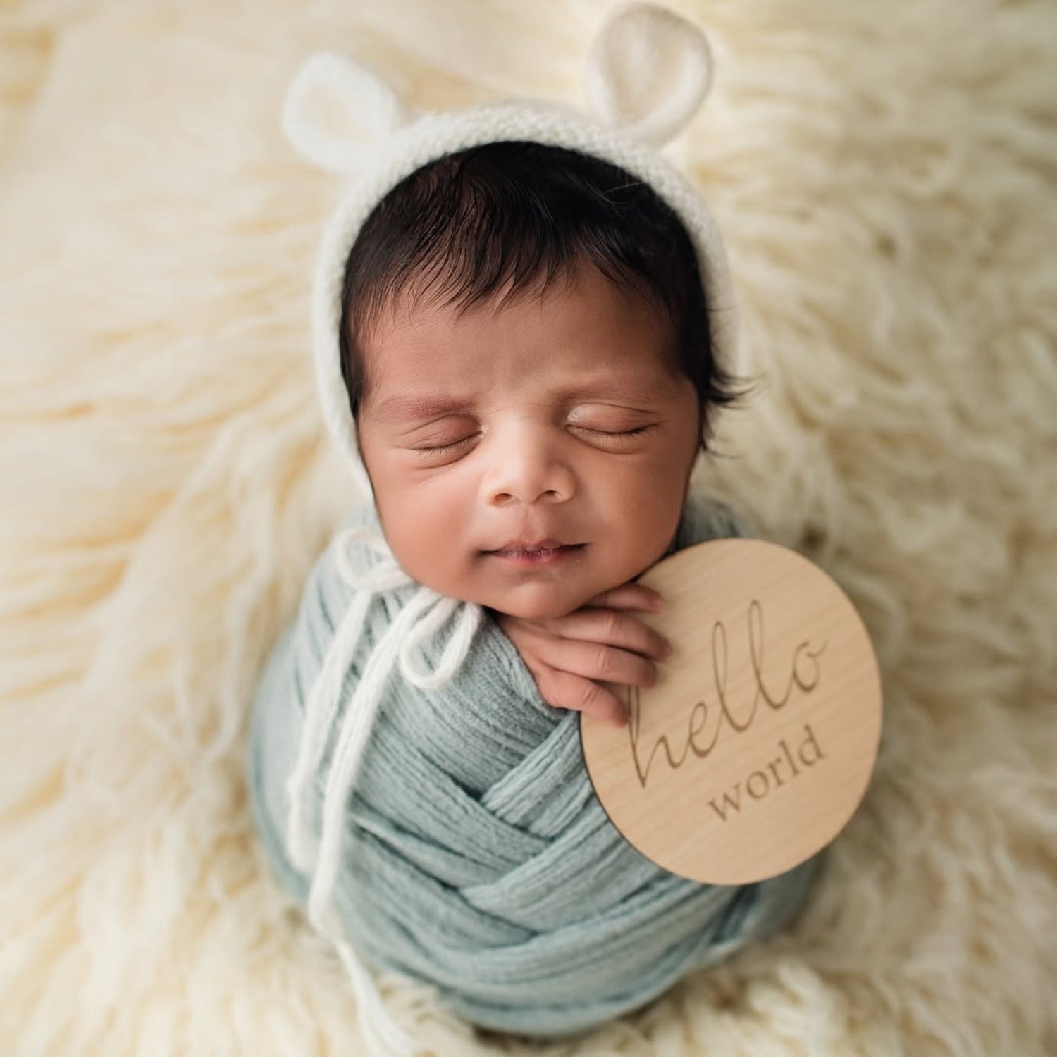 Baby Cute Ear Bonnet B019 | NB | Milky White