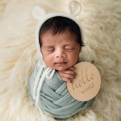 Baby Cute Ear Bonnet B019 | NB | Milky White