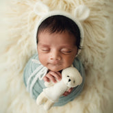 Baby Cute Ear Bonnet B019 | NB | Milky White