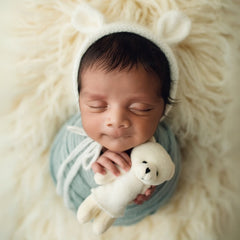 Baby Cute Ear Bonnet B019 | NB | Milky White