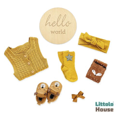 Hello World Milestone Card Style 1 | Wooden Decorative | Natural Wood