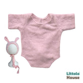 Baby Premium Furry Romper with Bunny Bonnet O232 | 3M | Light Pink