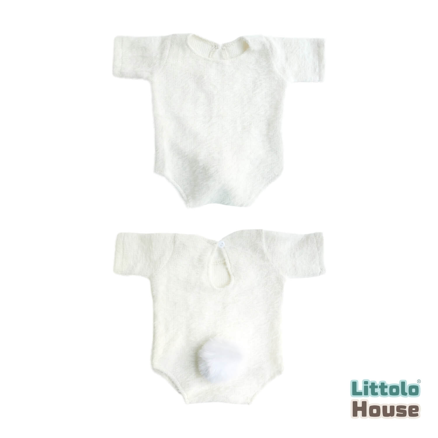 Baby Premium Furry Romper with Bunny Bonnet O232 | 3M | White