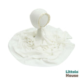 Baby Premium Stretchy Poly Cotton Wrap with Bonnet SR094 | NB | Off White