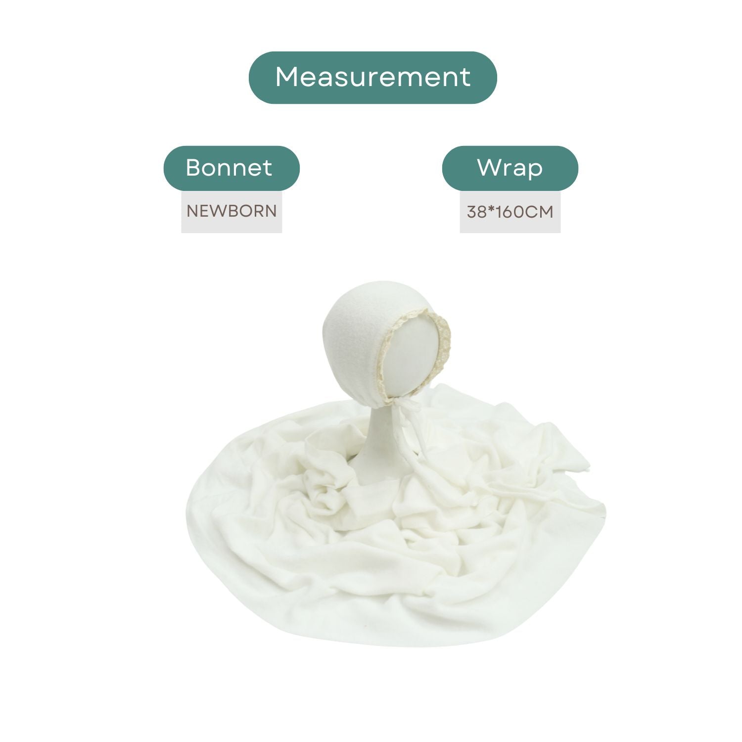 Baby Premium Stretchy Poly Cotton Wrap with Bonnet SR094 | NB | Off White