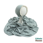 Baby Premium Stretchy Poly Cotton Wrap with Bonnet SR094 | NB | Sky Green