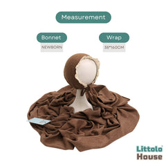 Baby Premium Stretchy Poly Cotton Wrap with Bonnet SR094 | NB | Brown