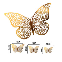 3D Butterflies Pack of 12 | Decorative Add-ons | Golden
