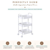 3 Tier Metal Rolling Cart Organizer with Wheels Rolling Cart Storage Shelves | Studio Setups | White