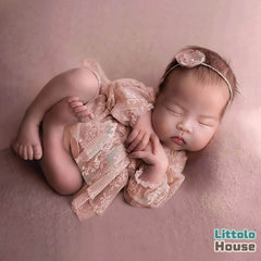 Baby Girl Net Ruffle Mesh Lace 2-Piece Set O239 | 2M | Light Pink