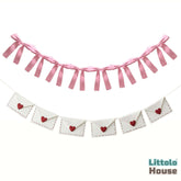 Bow Garland & Envelope Banner D169 | Pack of 2 | Pink White