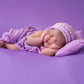 Baby Woolen Embroidery Pattern Bonnet | NB | Purple