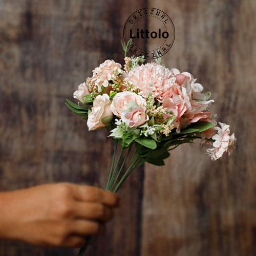 Artificial Mix Flowers F017 Bunch of 1 | Peach
