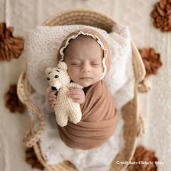 Baby Premium Stretchy Poly Cotton Wrap with Bonnet SR094 | NB | Brown