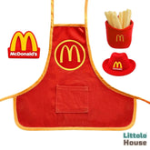 Baby Macdonalds Apron with Mini Hat, Fries & Logo Badge Set of 4 | Large A029 | 3M | Orange
