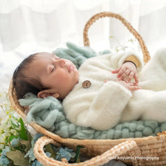 Baby Fur Romper with Rabbit Ears Bonnet O113 | 3M | Off White