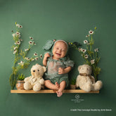 Baby Girl Rabbit Ear Bonnet Costume SR007 | NB | Sea Green