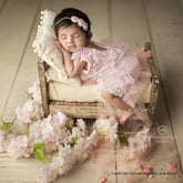 Baby Girl Ruffle Lace Romper with Headband O225 | 3M | Light Pink