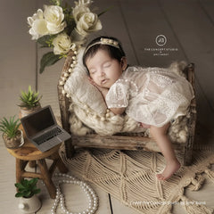 Baby Girl Knit Lace Frock with Lace Bonnet SR004 | Set of 2 | NB | Green
