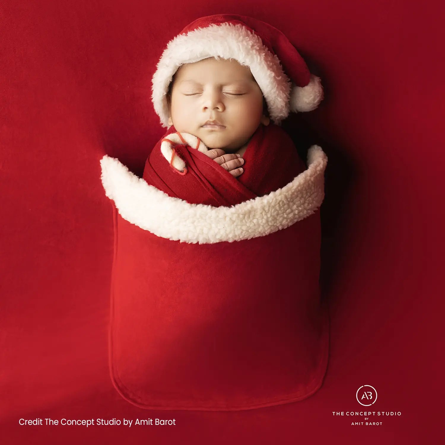 Christmas Santa Hat with Pocket Blanket SR098 | NB | Red