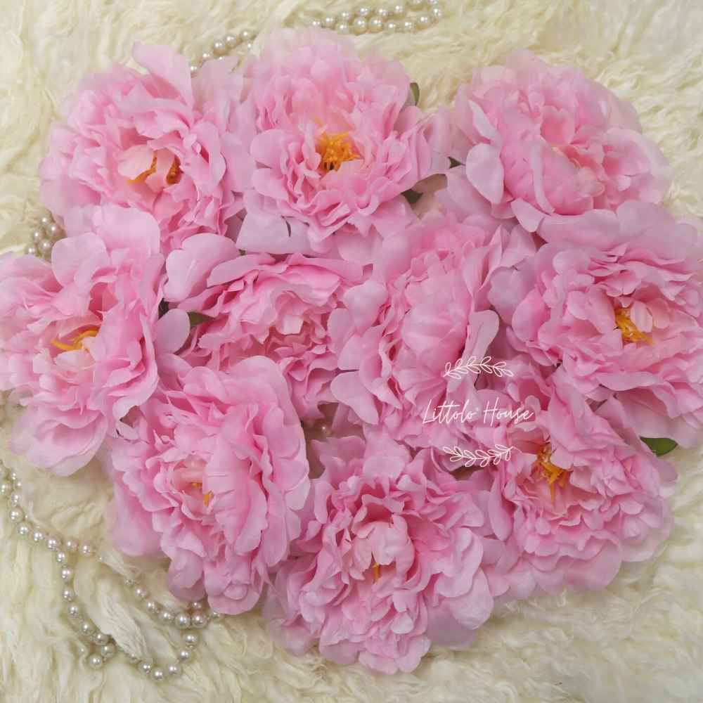 Artificial Daisy Peony Flower Heads F064 Pack of 10 | Light Pink