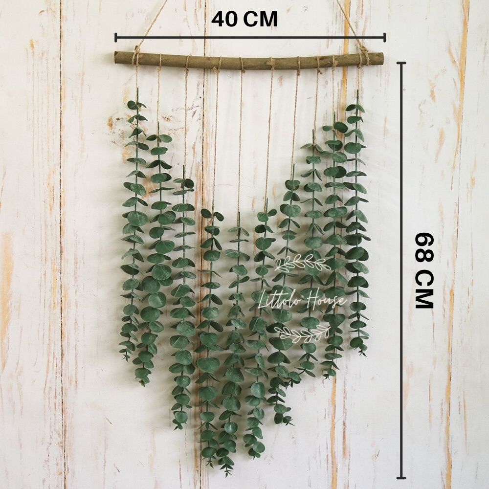 Artificial Eucalyptus Leaf Boho V Shape Wall Hanging F062 Pack of 1 | Leaf Green