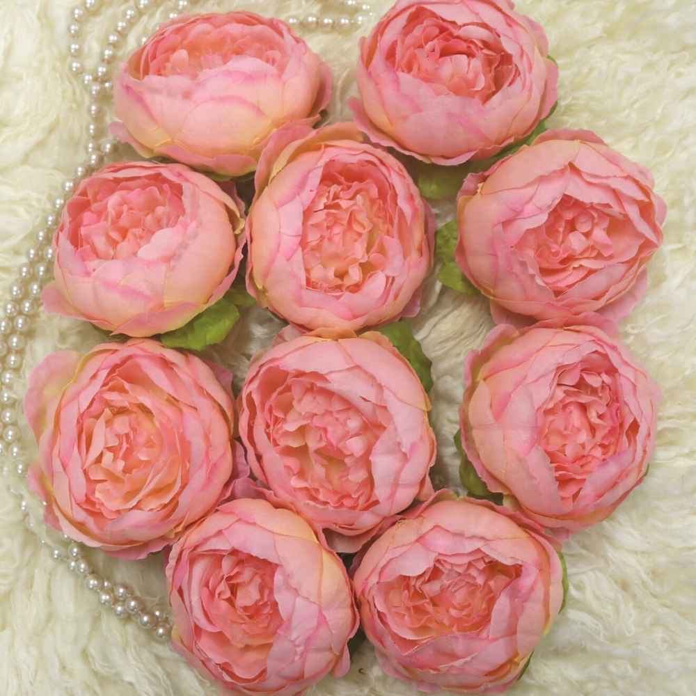Artificial Peony Flower Heads F064 Pack of 10 | Light Pink