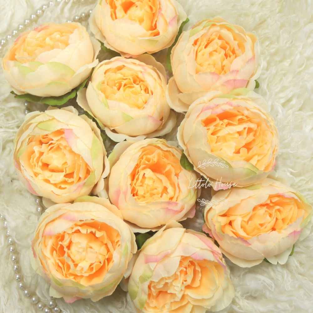 Artificial Peony Flower Heads F064 Pack of 10 | Peach