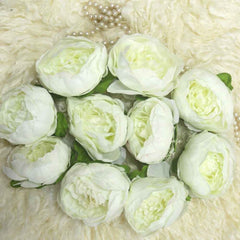 Artificial Peony Flower Heads F064 Pack of 10 | White