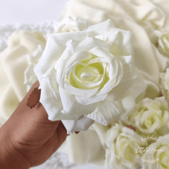 Artificial Rose Flower Heads F063 Pack of 30 | White