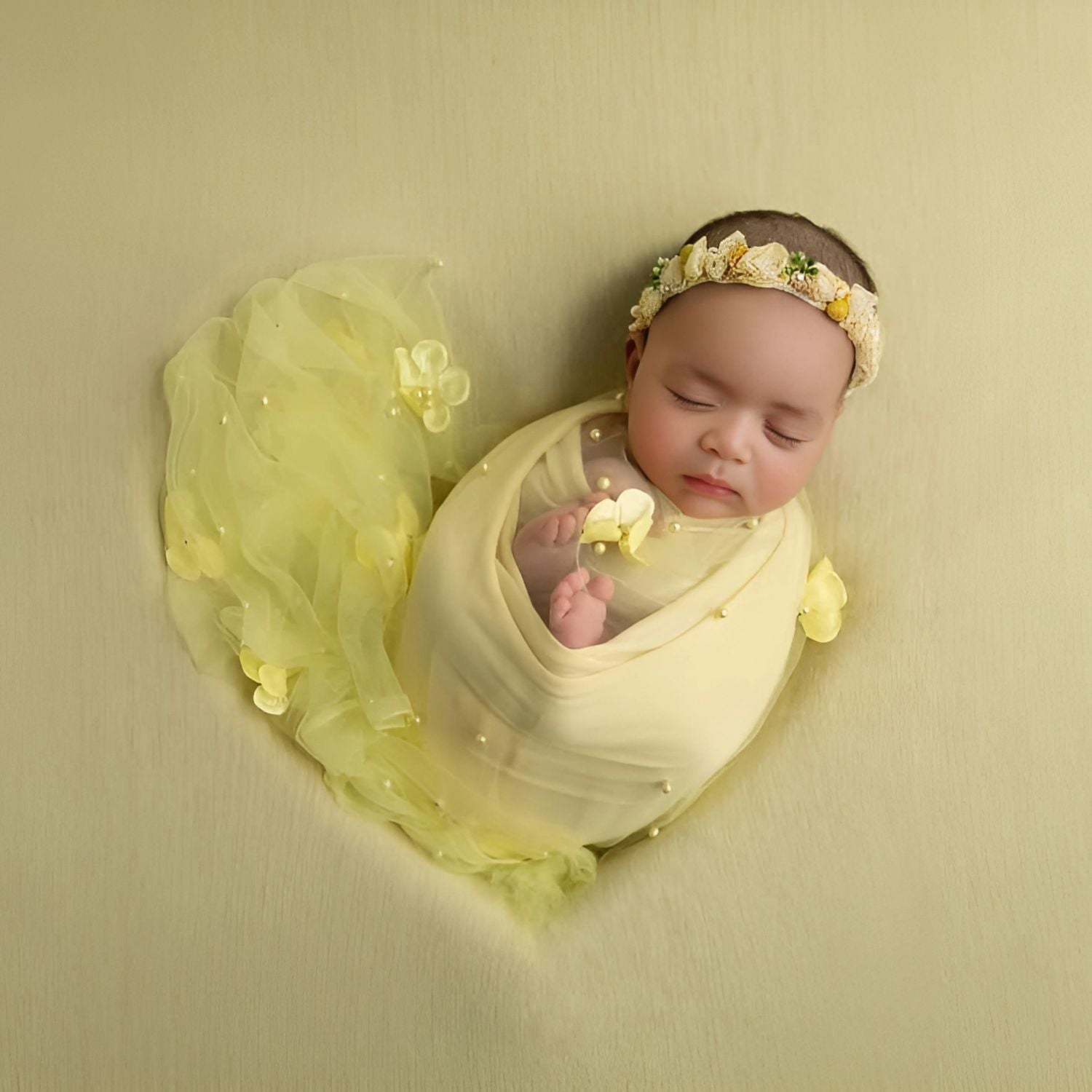Attached Flower Net Wrap | Light Yellow