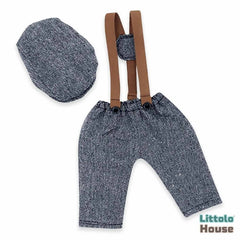 Baby Boy Gentleman Cap and Suspender Pant SR002 | 2M | Grey Texture