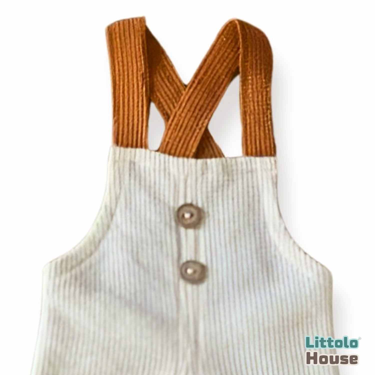 Baby Boy Straps Pant with Cap O124 | 2M | Off White