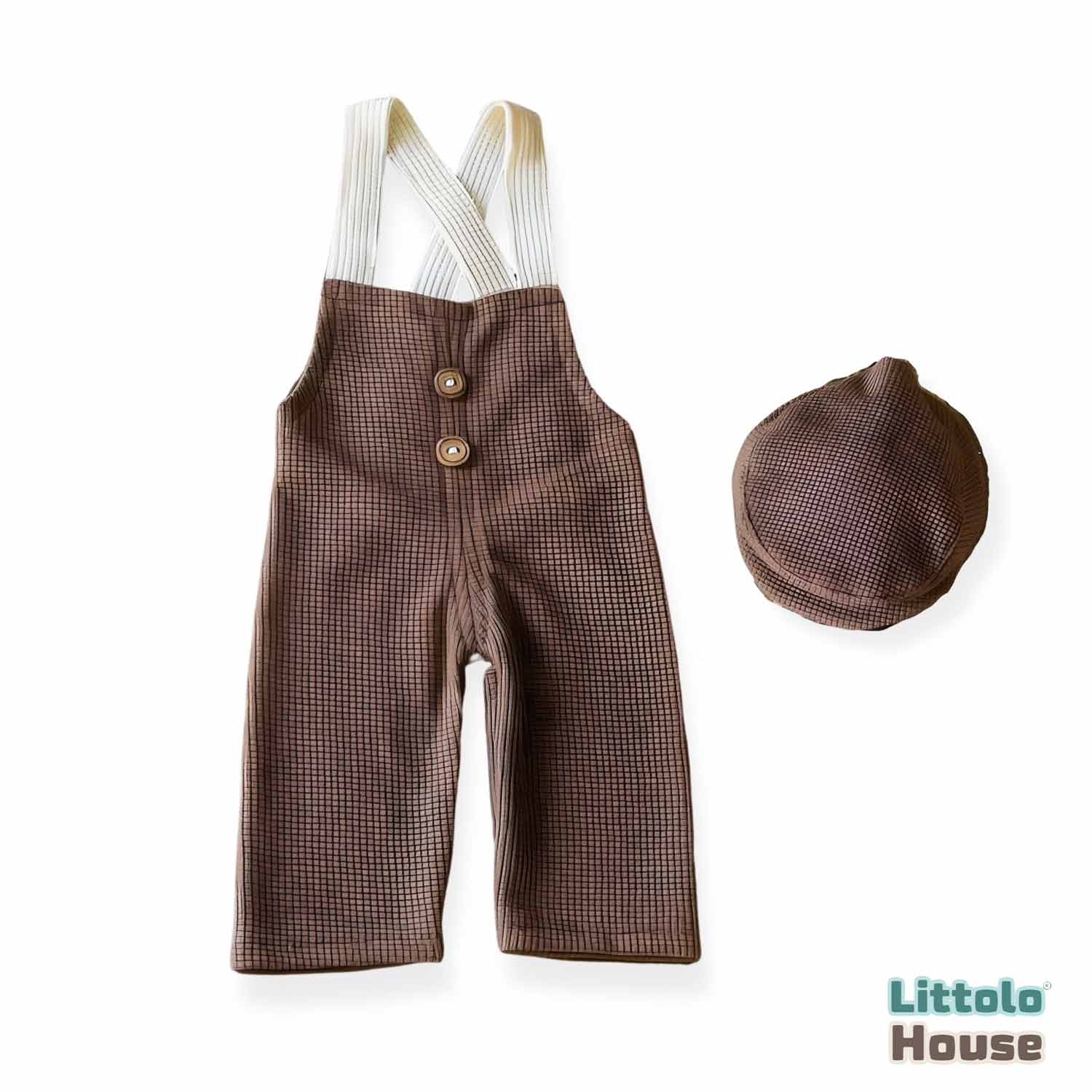 Baby Boy Straps Pant with Cap O124 | 2M | Peanut
