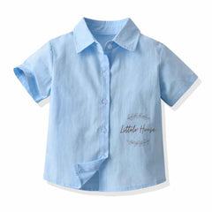 Baby Boy Suspender Shorts Outfit with Bow Tie Outfit O045 | 2Y | Sky Blue Black