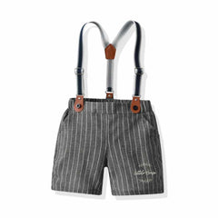 Baby Boy Suspender Shorts Outfit with Bow Tie Outfit O045 | 2Y | Sky Blue Black