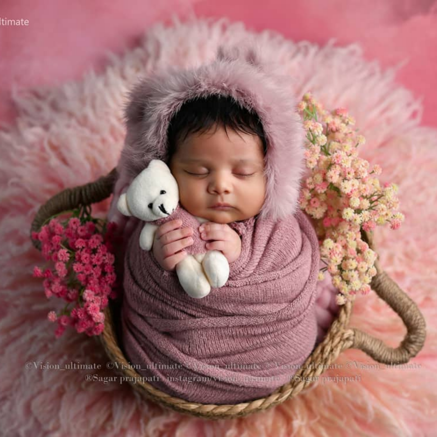 Baby Crochet Mohair Bonnet with Wrap and Teddy SR025 | Set of 3 | 3M | Toon