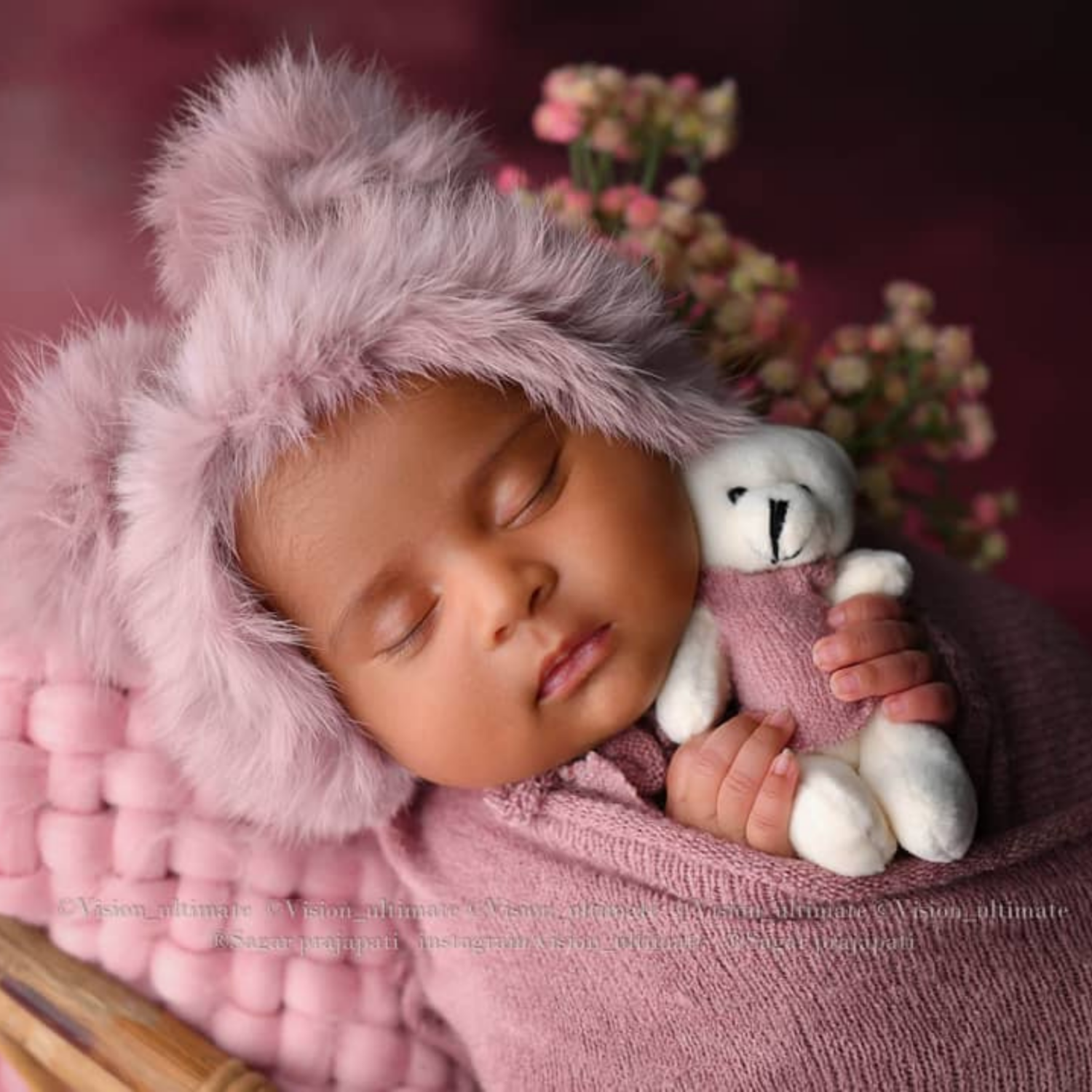 Baby Crochet Mohair Bonnet with Wrap and Teddy SR025 | Set of 3 | 3M | Toon