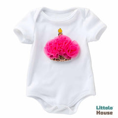 Baby Girl Birthday Milestone Celebration Romper Magenta Heart Outfit O067 | 3M | Magenta White