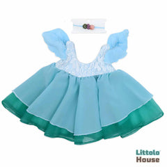 Baby Girl Frock with Hairband O038 | 3M | Sky Green