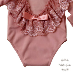Baby Girl Full Sleeves Backless Romper O127 | 3M | Fuchsia Pink