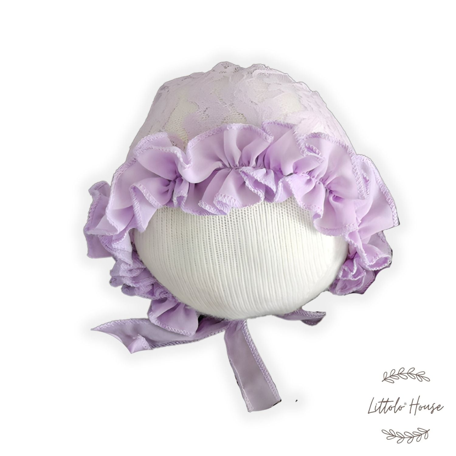 Baby Girl Lace Frill Frock with Bonnet Posing Aid and Botties SR030 | Set of 4 | 4M | Orchid