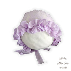 Baby Girl Lace Frill Frock with Bonnet Posing Aid and Botties SR030 | Set of 4 | 4M | Orchid