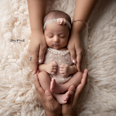 Baby Girl Romper Dress and Bonnet SR008 | Set of 2 | NB | Caramel